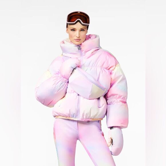 Goldbergh Lumina Puffer Ski Jacket Coat NWT Pastel Pink Purple US 10 Mittens - Picture 4 of 12